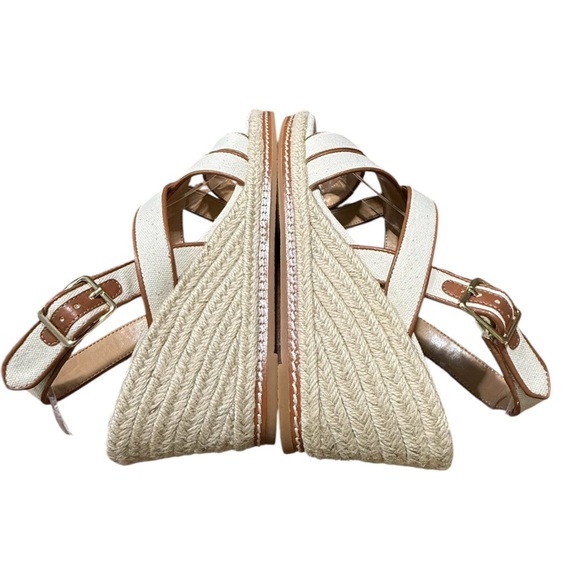 Talbots Chic Canvas Espadrille Platform Sandals Size 9M Neutral Strappy - Picture 6 of 13